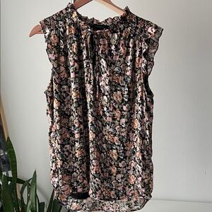 Elegant Floral Blouse - Black and Pink